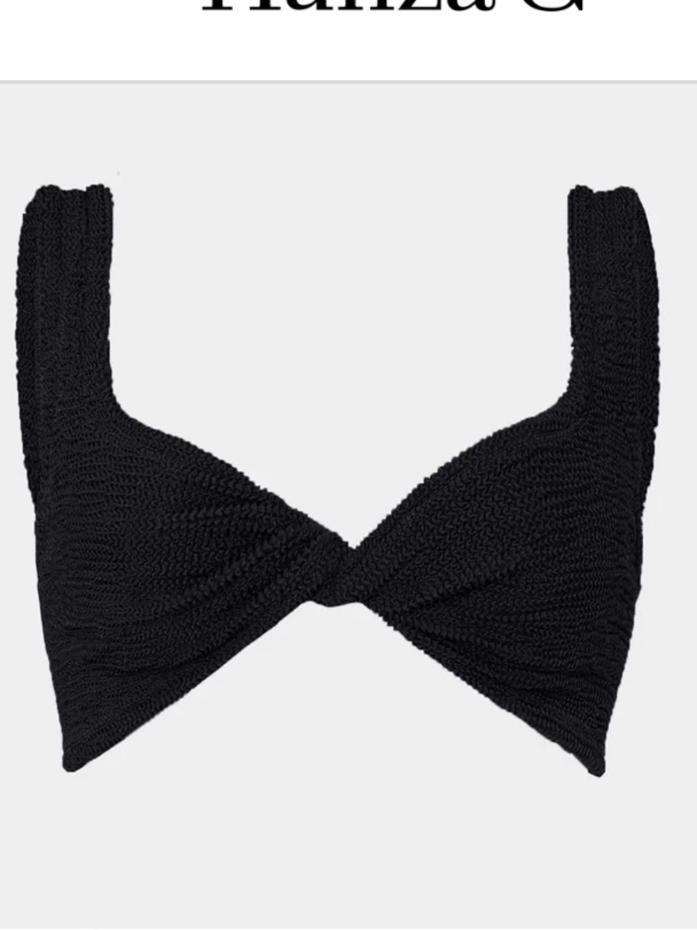 Hunza G Black Twist Front Bikini Top
